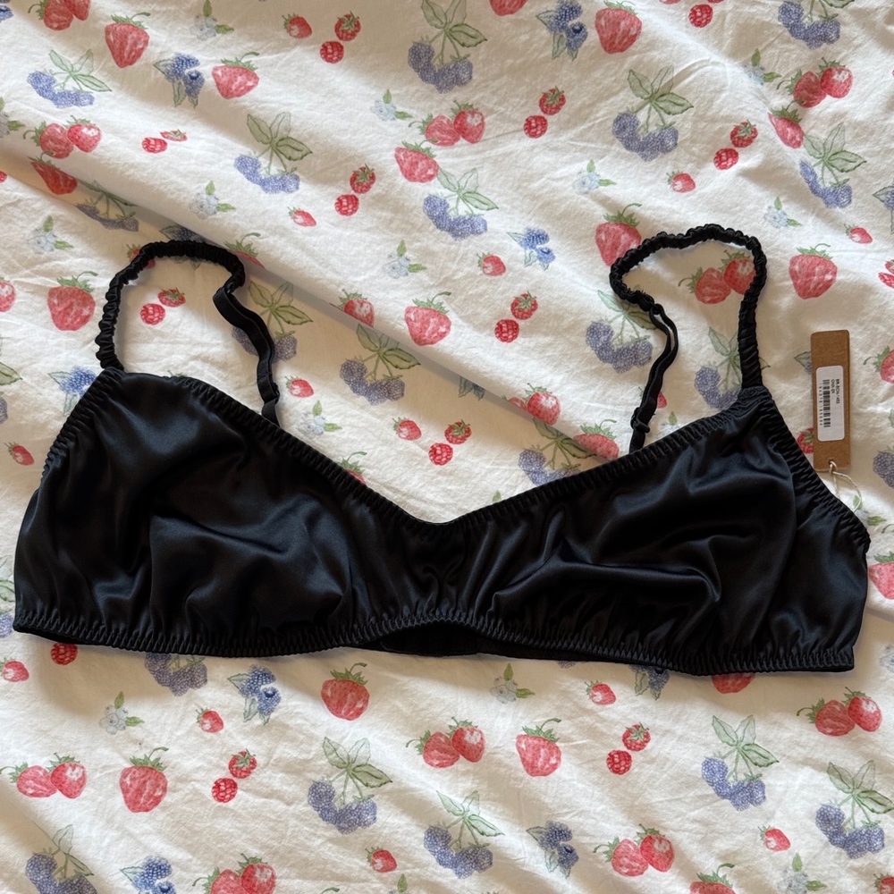 SKIMS Midnight Black Satin Bralette